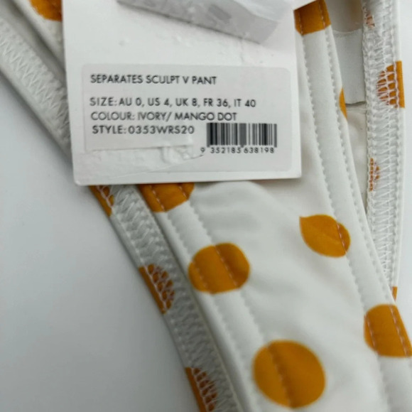 NWT Zimmermann Separates Sculpt V Pant Polka Dot Mango Ivory Bikini Bottom Sz 4 - Picture 3 of 7